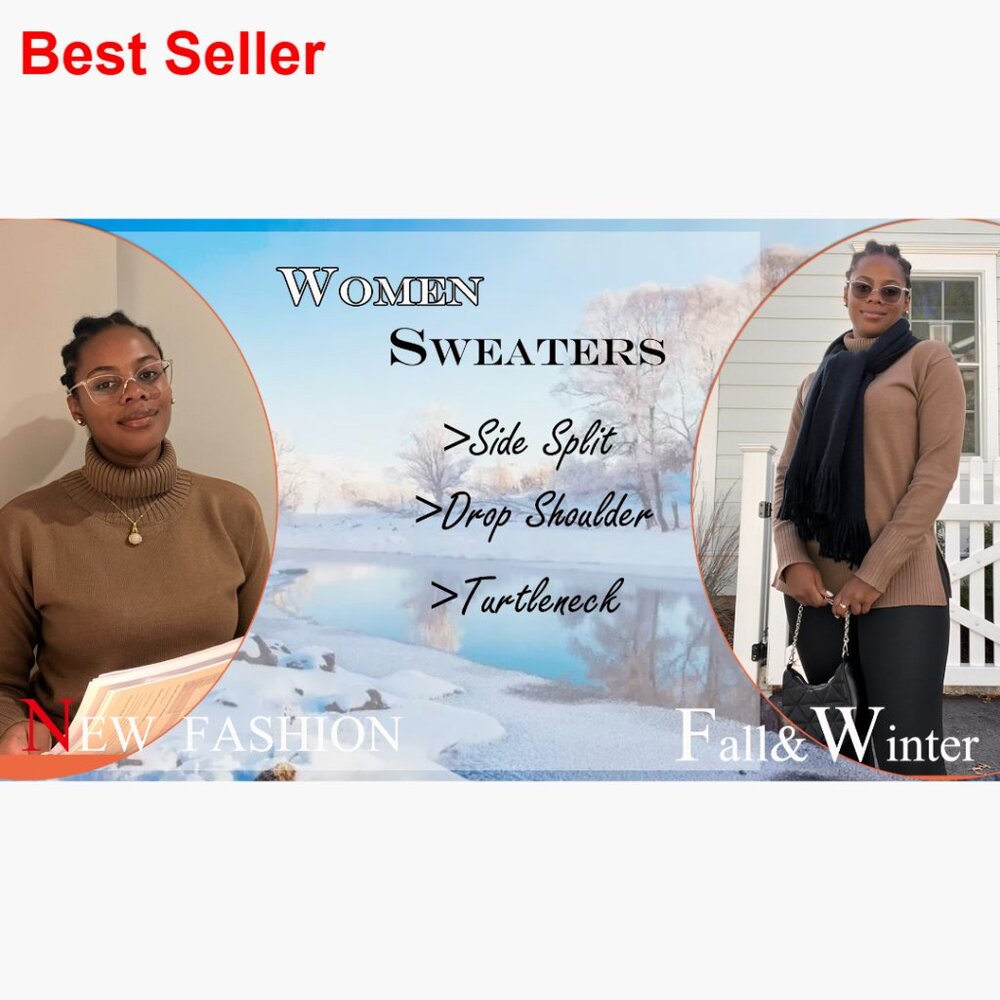 Turtleneck Side Split Oversized Pullover Sweater - image 7